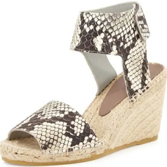 Vince Snake Skin Embossed Espadrille Wedge Sandals Size 8 - Picture 1 of 9